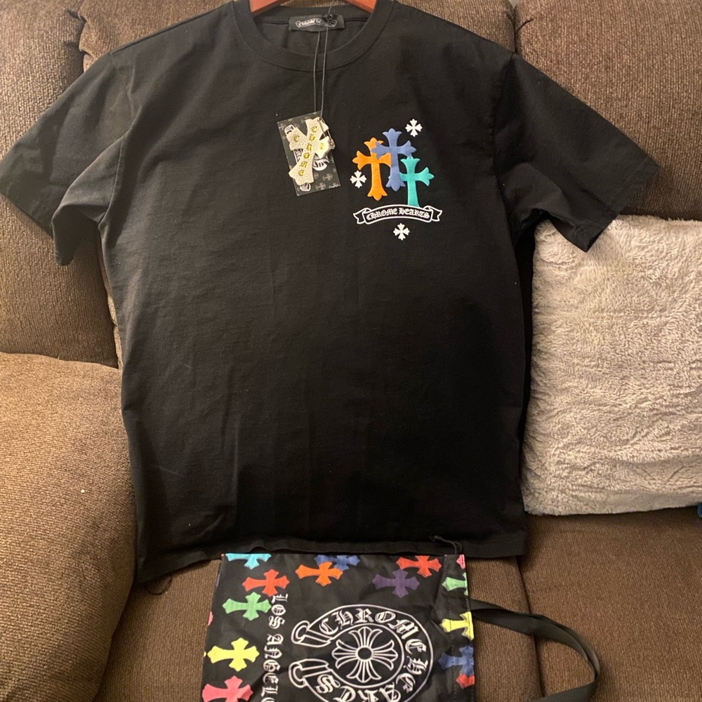Chrome Heart Black tee,Chrome H. with Graphic cross logo print LIKE NEW with tag